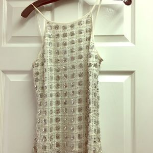 Aidan Mattox white top with sequins